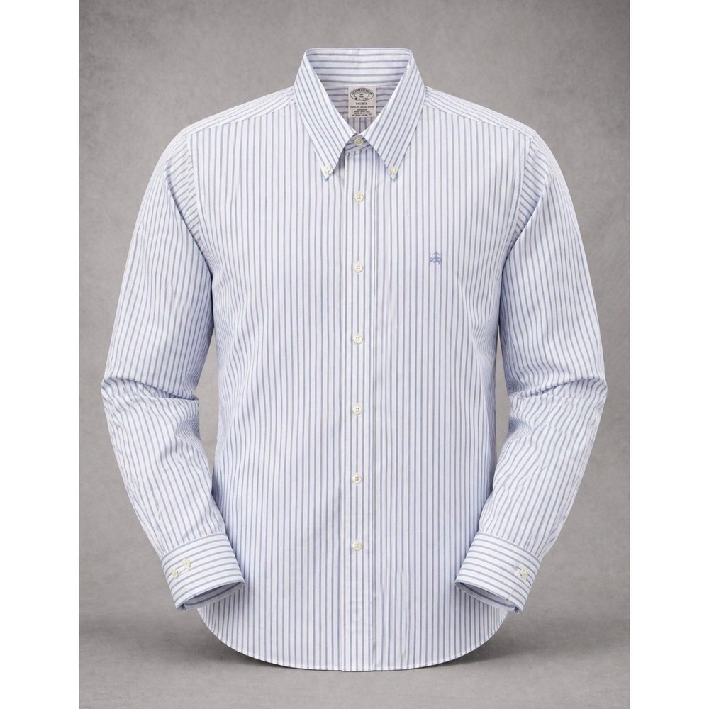 Brooks Brothers Mens XL Regent Dress Shirt Supima Cotton Blue Stripe Non Iron